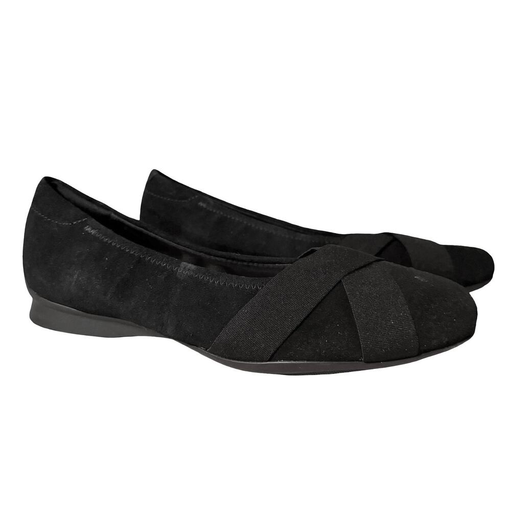 Clarks Jazmynn Gem Black Flats Slip On Closed Toe Leather Suede Shoes Loafers 7